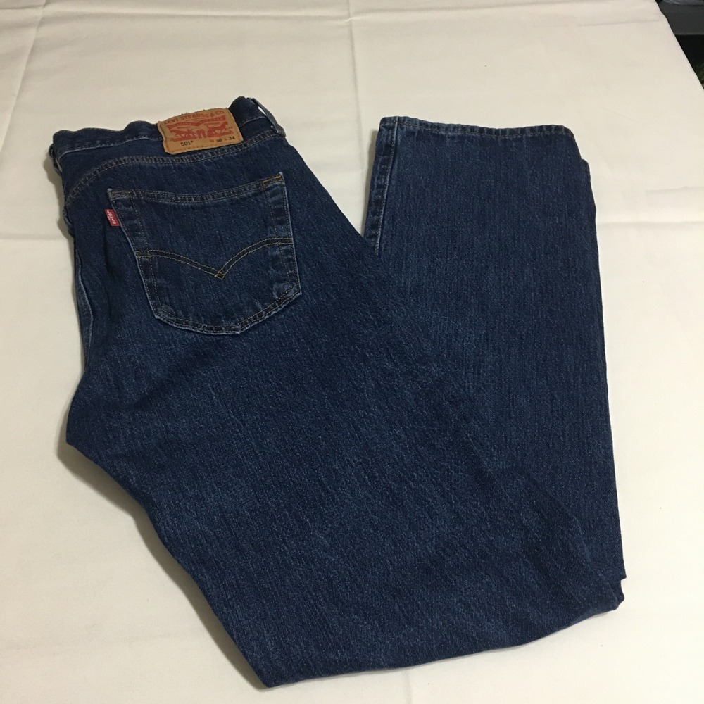 Levi's 501 Original Fit Jeans Mens 36x34 Blue Straight Leg Button Fly